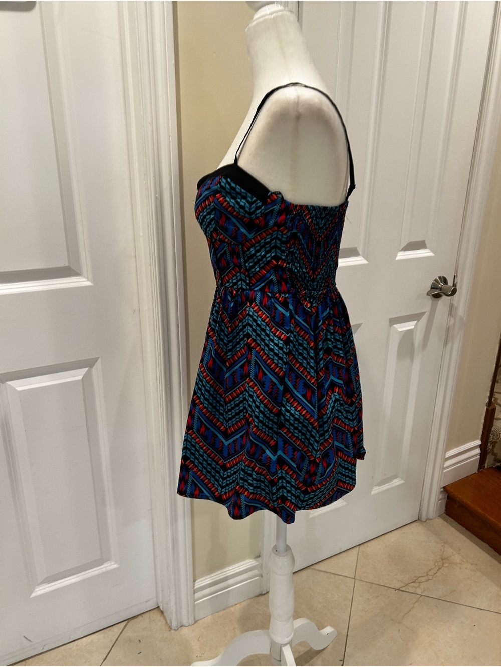 Forever 21 Boho Tribal Print Fit & Flare Sundress Summer Mini Dress - Picture 4 of 7